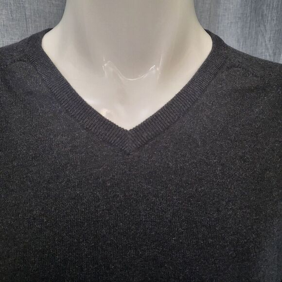 J Crew V-Neck Sweater Classic Cotton Cashmere Blend Charcoal Gray Men's L - Picture 6 of 12